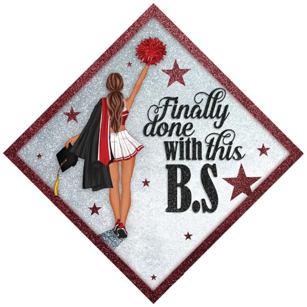 Tassel Toppers Woman Custom Graduation Cap, Graduation Cap Topper & Design - color: Silver and Red
