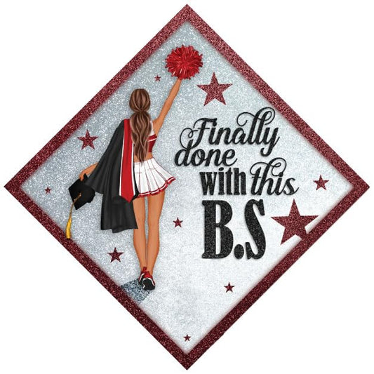 Tassel Toppers Woman Custom Graduation Cap, Graduation Cap Topper & Design - color: Silver and Red