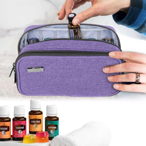 LUXJA Double-Layer Essential Oil Case Holds 12 Bottles, Purple - color: Purple