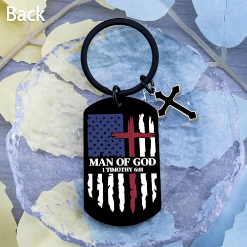 Christian Gifts for Men Bible Verse Keychain for Men Cross Keychain
