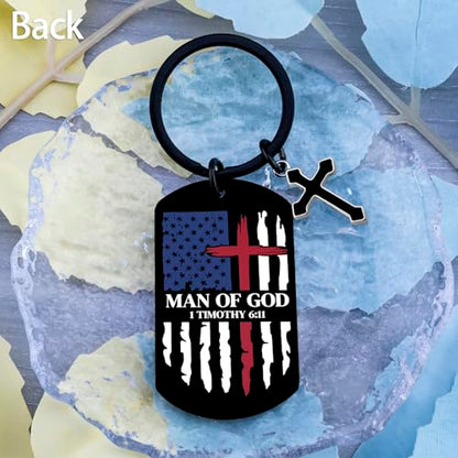 Christian Gifts for Men Bible Verse Keychain for Men Cross Keychain