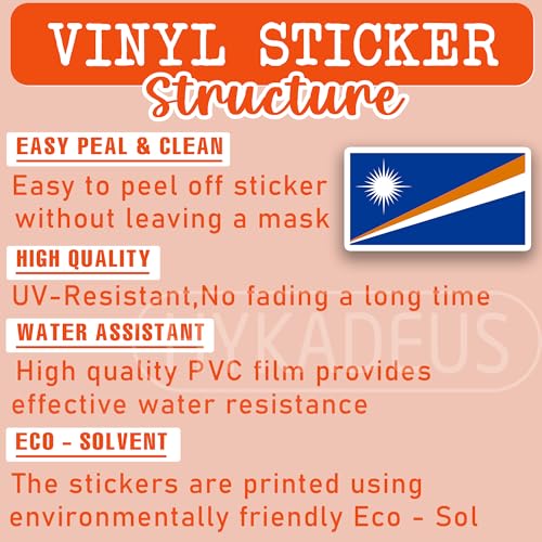 (3Pcs) Marshall Islands Flag Stickers – Marshallese National Flag Vinyl Decals, Waterproof Sticker for Laptop, Water Bottle, Scrapbook, Phone Case, Travel Gear, 3" x 1.6" - color: Marshall Islands