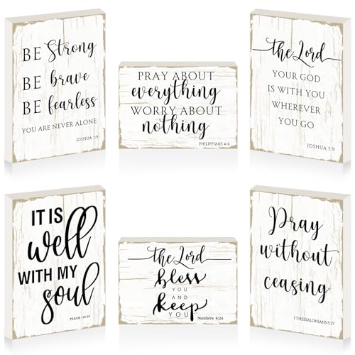Maitys 6 Pcs Bible Verse Mini Wood Signs Religious Sign, Classical Style - style: Classical Style