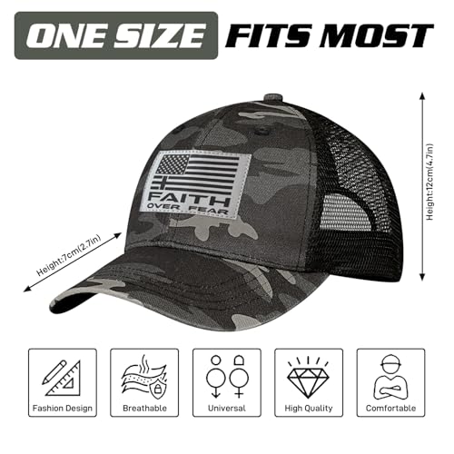 Christian Hats for Men Women, Faith Over Fear Hat - color: Camo