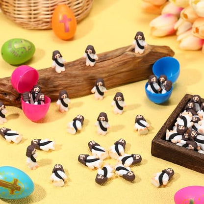 Barydat 100 Pcs Little Jesus Figures, Halloween Prank Props, Black - color: Black