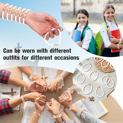 Landical 30/50/100 Cross Bracelets Bulk Jesus Women - color: White