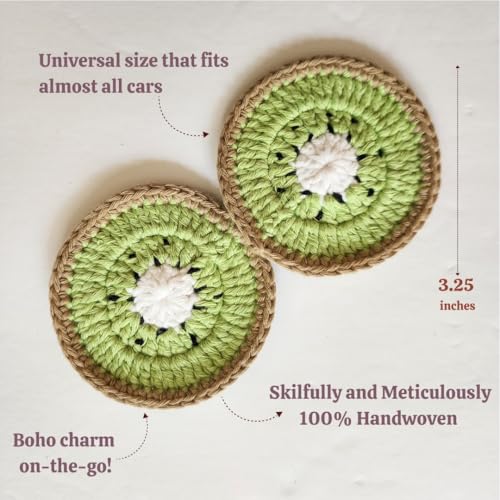 Cotton Crotchet Fruit Car Coaster Set (Kiwi Kiss) - color: Kiwi Kiss