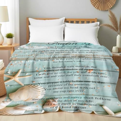 Psalm 23 Blankets and Throws Coastal Christian Decor Soft Bible Verse Blankets for Bed Couch Women Men Kids Adults Religion Spiritual Gifts 59"x70" - color: Teal, size: 59"x70"