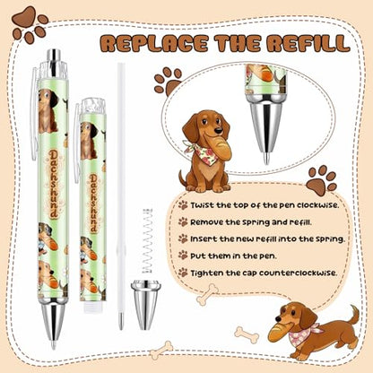 Sayglossy 36 Pcs Dachshund Ballpoint Pens for Women Gifts Bulk, Retractable Black Ink Pens with 6 Cute Dog Patterns, 1.0mm Smooth Writing for Office Desk Supplies, Fancy Gift Giving Dog Lover - style: Dachshund