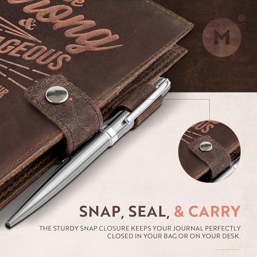 moonster Leather Journal for Men and Women – Full-Grain Buffalo Leather Bible Journal, Bible Study Journal, Daily Journal with Pen – Leather Notebook, Journals for Women, Sermon Notes Notebook Gift