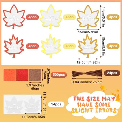 Chiisong 24 Sets Fall Maple Crafts Kit DIY Maple Leaf Suncatcher Craft Kit - style: Fall Maple