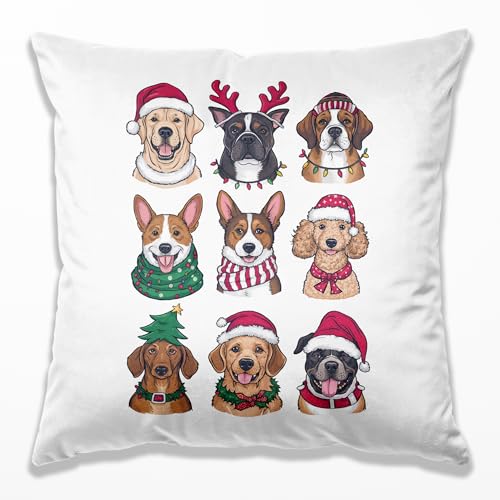Dog Christmas Pillow Covers 18x18, Dog Christmas Decor, Xmas Cute Festive Pet Holiday Throw Pillow Covers for Home Living Room Bedroom Sofa Couch - color: 06 Color