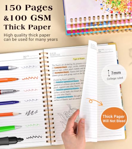 Lined Spiral Notebook Journal for Women, 150 Pages Cute Notebooks 5.75” x 8.38”, A5 Hardcover Spiral Journals with 100 GSM Thick Paper, College Ruled Notebook for Writing Work School, Butterflies in the Blooms - color: Butterflies in the Blooms