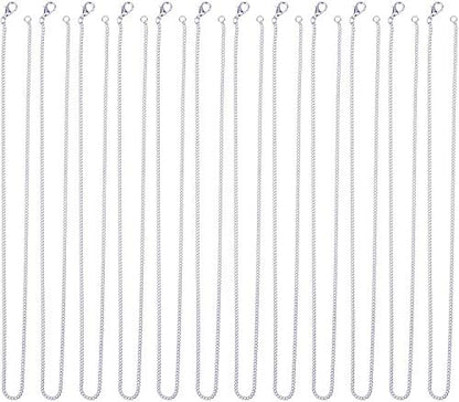 Outus 12 Pack Iron DIY Chain Necklaces Gift Silver Plated Necklace Chain with Lobster Clasp Link for Jewelry Making Supplies(24Inch) - size: 24 Inch