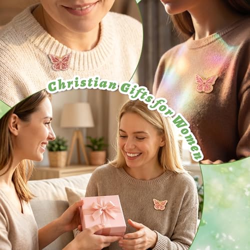 40 Sets Christian Pins, Christian Party Favors, 40 Gold Plated Butterfly Bible Verse Lapel Pin with 40 Scripture Quote Cards for Women Mothers Day Church Gifts Religious Party Favors