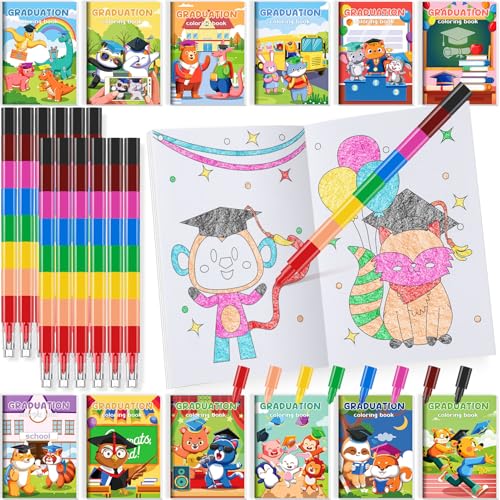 BenLouis 24 Graduation Coloring Books with 24 Crayons for Kids Bulk - style: Graduation