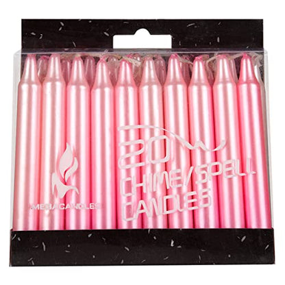 Mega Candles Unscented Mini Taper Chime Spell Candles 20 Count 4" x 1/2" - color: Metallic Pink, size: 20 Pieces