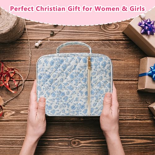 Bible Cover for Women (Blue Flower, Large) - color: A2 Blue Flower