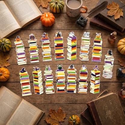 Halloween Book Tracker Bookmarks - 150 Pcs Bookshelf Bookmark Pumpkin Ghost Witch Double-Sided Page Book Markers Gifts for Women Men Office Reading Holiday Party Rewards Supplies - color: Halloween Pumpkin Ghost