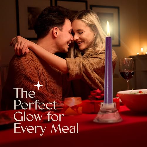 Leor & Lair Purple Taper Candles, 12 Pack, 10" Tall Candlesticks, Unscented - color: Purple