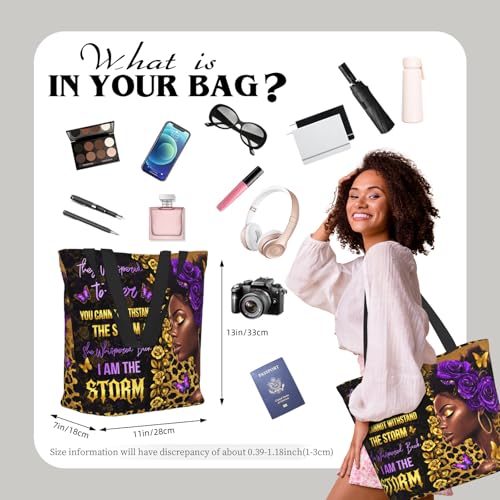 Tote Bag For Women, Tote Bag With Zipper Large Shoulder Bag For Women Travel, Work, Office, College, Nursing - color: African American