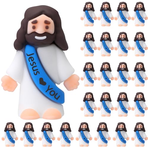 Bememo 25 Pcs Mini Jesus Figures Little Jesus Figurines,Blue - color: Blue