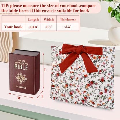 Bible Cover Case for Women,Large Bible Tote Bags for Women Organizer Quilted Bible Carrying Case(new) (Red Flowers)