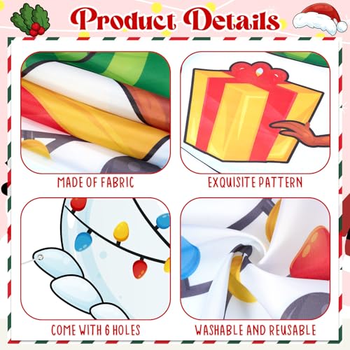 WovWeave Snowman Christmas Photo Booth Banner White with 2 Face Cutouts - style: Snowman