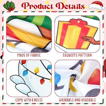 WovWeave Snowman Christmas Photo Booth Banner White with 2 Face Cutouts - style: Snowman