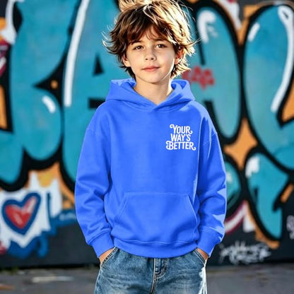 Boys Your Way Better Christian Hoodie Kids Faith God Sweatshirt - color: Blue, size: 13-14 Years