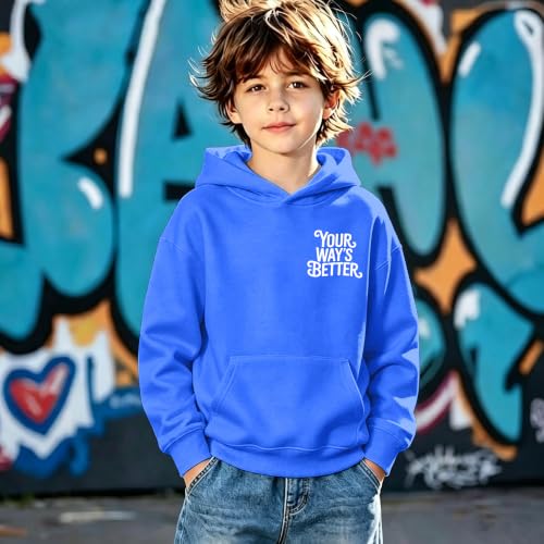 Boys Your Way Better Christian Hoodie Kids Faith God Sweatshirt - color: Blue, size: 9-10 Years