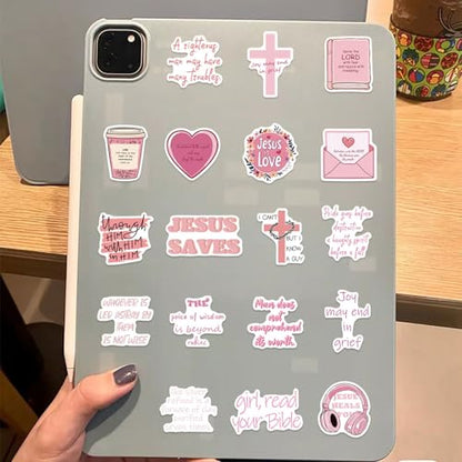 50Pcs Bible Verse Stickers Pink Christian Decals Motivational Sticker Pack, Positive Journal Encouraging Quotes for Kids, Teachers, Classroom, Waterproof Scrapbook Supplies (Pink) - color: Pink