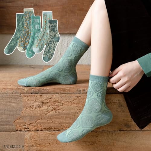 Lavish Lavender Argyle Socks for Women, Lightweight Dress Socks - color: 5pair-green