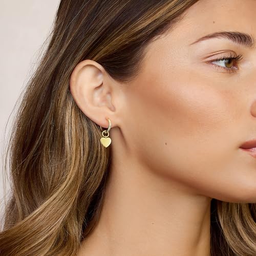 DAILY VIBES Cute Butterfly Star Cross Heart CZ Dangle Earrings for Women - color: Gold Mini Heart