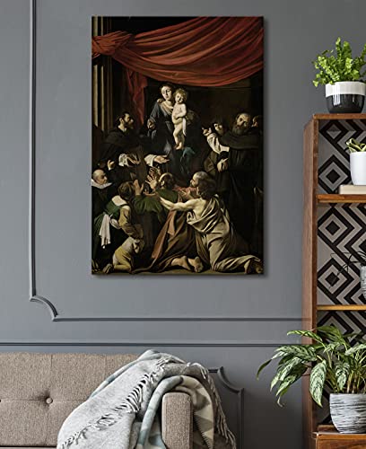 Canvas Print Wall Art - Madonna of The Rosary,Circa 1606 by Caravaggio - 12x18 inches - color: Madonna of the Rosary, size: 18"L x 12"W