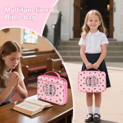 ICOSY Bible Cover, Church Bag for Women and Girls - color: Black Bowknot