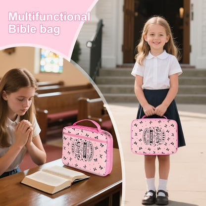 ICOSY Bible Cover, Church Bag for Women and Girls - color: Black Bowknot