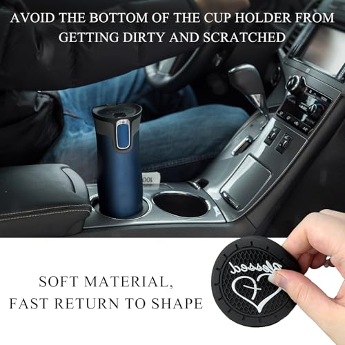 KVAEY 2 PCS Car Cup Holder Coasters, 2.76 Inch Anti Slip Vehicle Drink Mats with Cute Blessed Cross and Heart, Shockproof, Universal Car Accessories (Light Green, 2 PCS) - color: Light Green, size: 2 PCS
