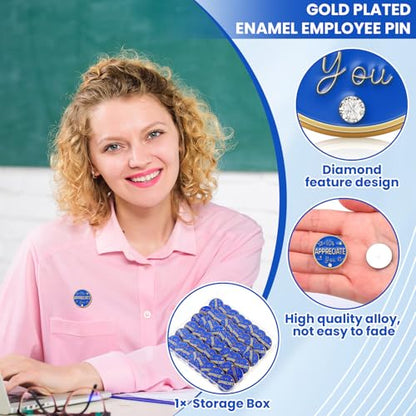 Ceenna 50 Pcs Employee of the Month Star Lapel Pins, We Appreciate You - style: We Appreciate You