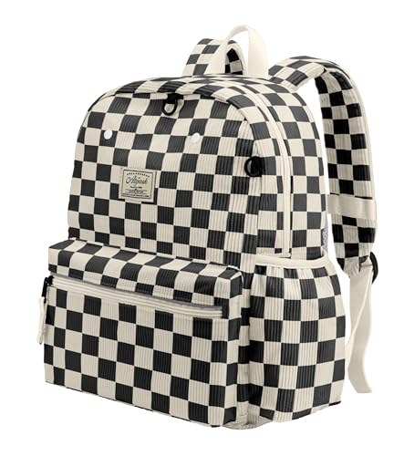 atgark Corduroy Toddler Backpack for Boys Girls Kids Preschool Backpacks - color: Black Chessboard Corduroy, size: Age 6-10 (15" H Fit A4 Folder)