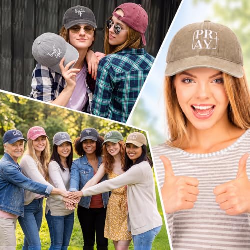 6/12 Pack Christian Hats Bulk for Men Women - style: Cross 3