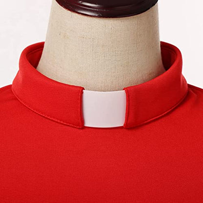 Women's Clergy Shirt Tab Collar Swing Long Sleeve Regular Blouse - color: Red, size: Large