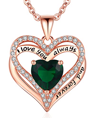 925 Silver Heart Love Necklace Women, Wife Anniversary Jewelry Gift for Her - color: Rose Gold