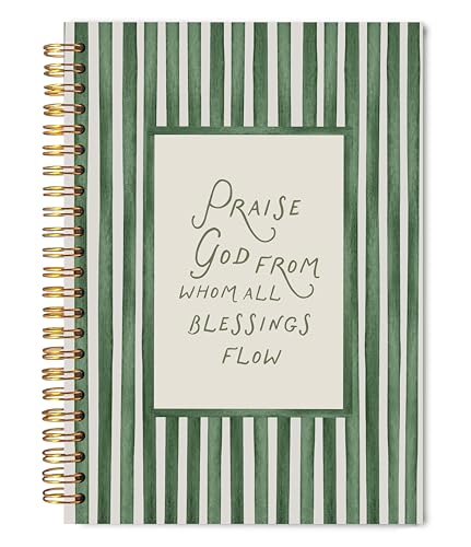 Green Christian Spiral Notebook Journal 5.5x8.3, Christian Gifts for Women Men, Bible Notebooks for Note Taking, Praise God from Whom All Blessings Flow Scripture Journals for Writing - color: green