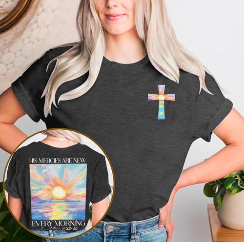 Christian Shirts for Women Bible Verse Shirt Jesus Faith T-Shirt Inspirational Religious Gift Tee Tops - color: Darkgrey, size: X-Large