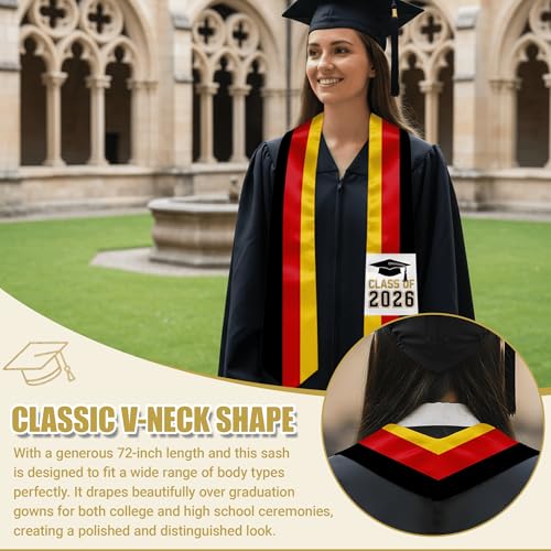 National Flag Graduation Stole Sash - 72" Long Unisex Honors Stole for Students - color: Germany