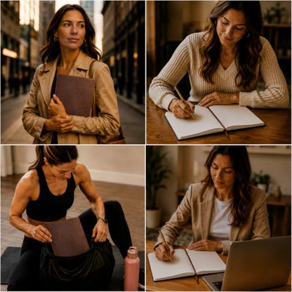 WORLD TRAVELER Large Lined Journal Notebook 256 Ruled White & Ivory Pages - color: Brown Leatherette