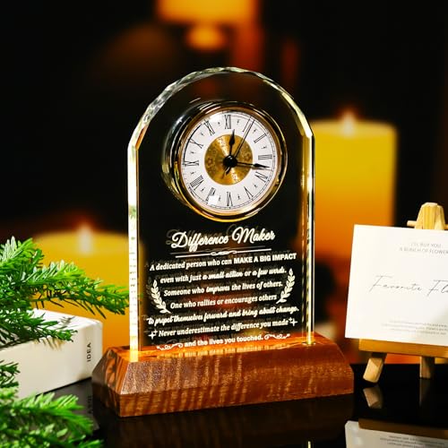 Arikyrist Difference Maker Glass Clock Thank You Gifts for Women Men - color: Difference Maker