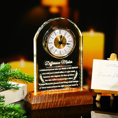 Arikyrist Difference Maker Glass Clock Thank You Gifts for Women Men - color: Difference Maker