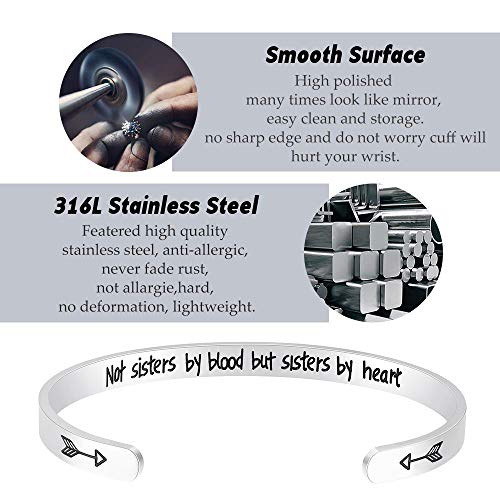 Fesciory Inspirational Bracelets for Women, Stainless Steel Cuff Bangle - color: Silver-35
